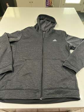 Adidas Climawarm Tech Fleece Men's Full Zip Hoodie - Dark Grey Heather Size L
